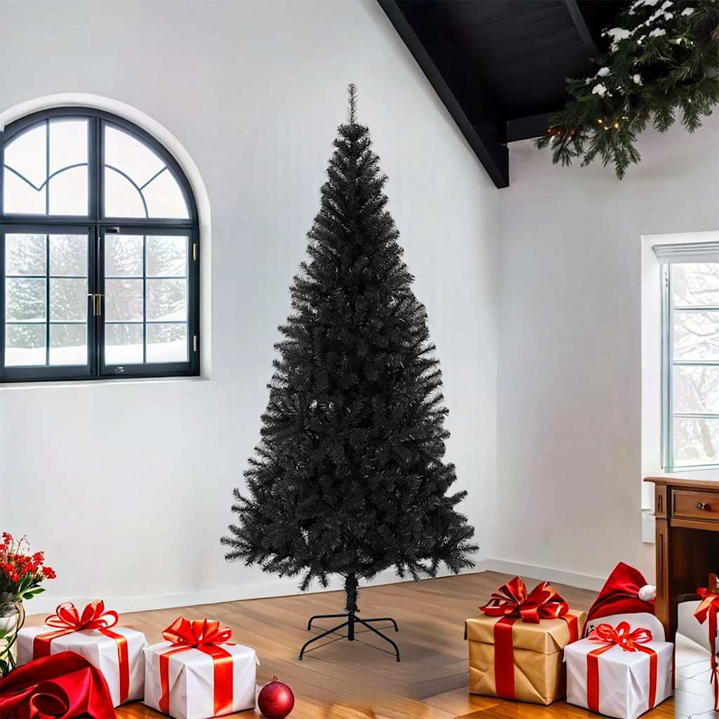 vidaXL Artificial Christmas Tree with Stand Black 180 cm PVC 1