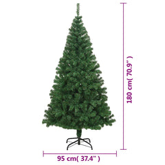 vidaXL Artificial Christmas Tree with Thick Branches Green 180 cm PVC 6