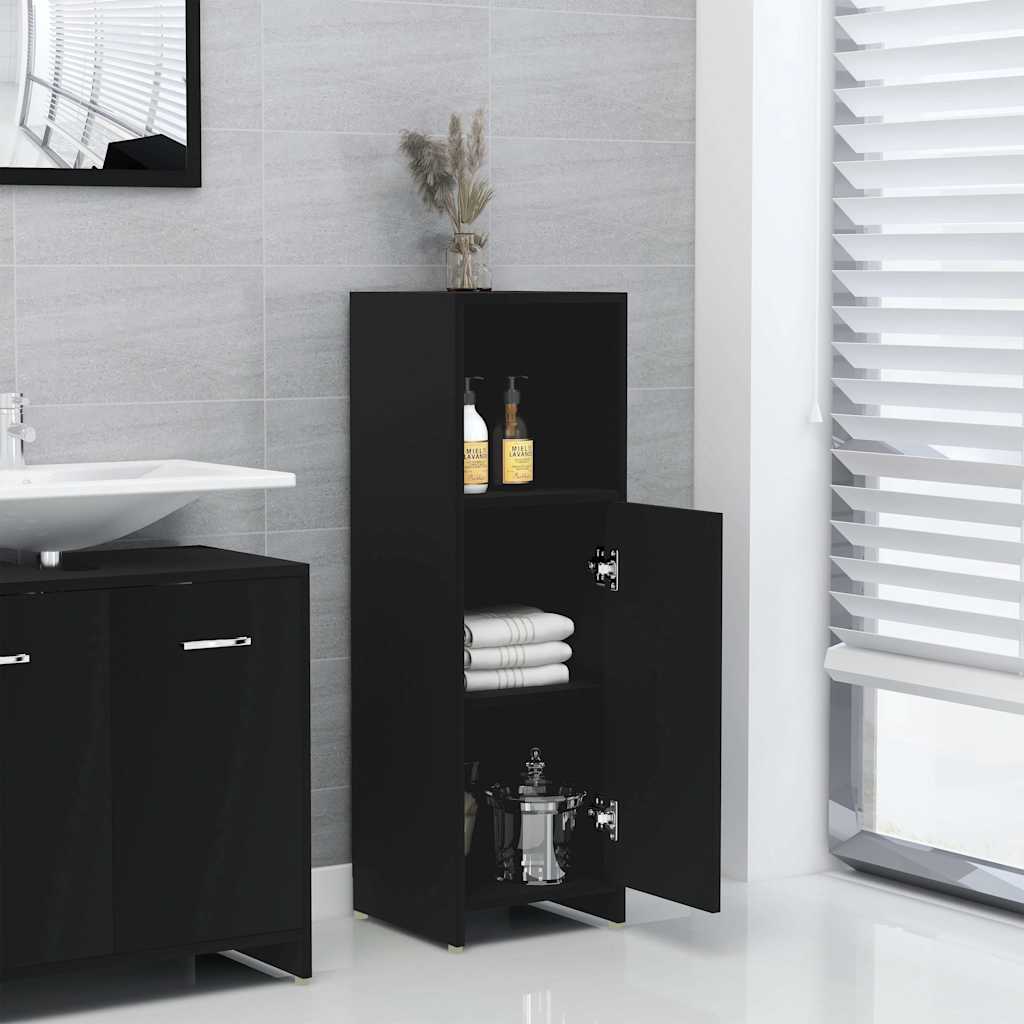 vidaXL Bathroom Cabinet | Black | Engineered wood | Medium | Bathroom Cabinet 3
