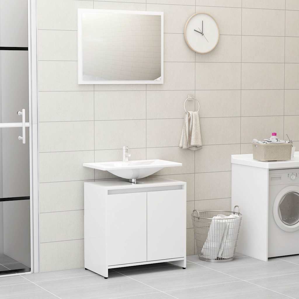 vidaXL Bathroom Furniture Set | High gloss white | Engineered Wood | Standard 1