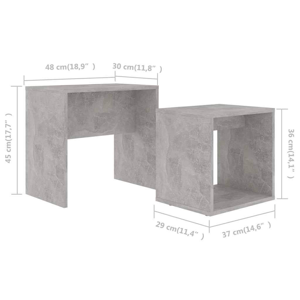 vidaXL Coffee Table | Concrete grey | Engineered wood | Small | Stackable 6
