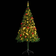 vidaXL Artificial Pre-lit Christmas Tree with Baubles Green 180 cm 3