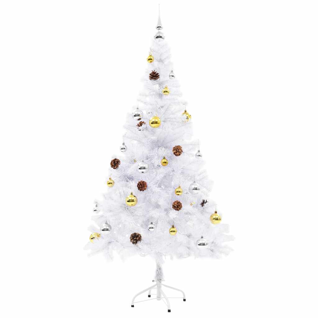 vidaXL Artificial Pre-lit Christmas Tree with Baubles White 150 cm 3
