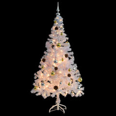 vidaXL Artificial Pre-lit Christmas Tree with Baubles White 150 cm 4