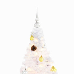 vidaXL Artificial Pre-lit Christmas Tree with Baubles White 150 cm 5