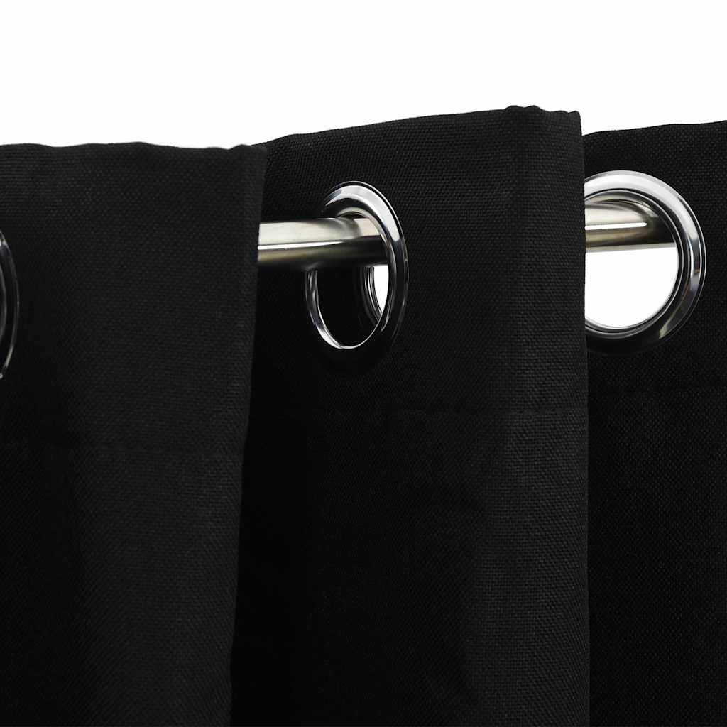 vidaXL Linen-Look Blackout Curtains with Grommets 2pcs Black 140x245cm 3