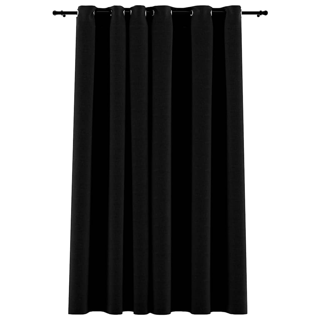 vidaXL Linen-Look Blackout Curtains with Grommets Black 290x245cm 2