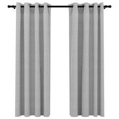 vidaXL Linen-Look Blackout Curtains with Grommets 2pcs Grey 140x175cm 2
