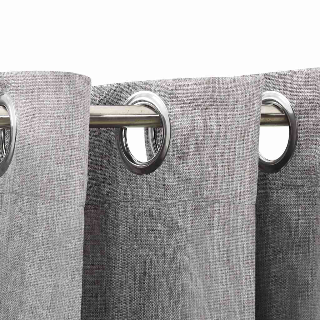 vidaXL Linen-Look Blackout Curtains with Grommets 2pcs Grey 140x175cm 3