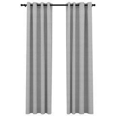 vidaXL Linen-Look Blackout Curtains with Grommets 2pcs Grey 140x225cm 2