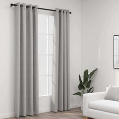 Linen-Look Blackout Curtains with Grommets 2pcs in Grey