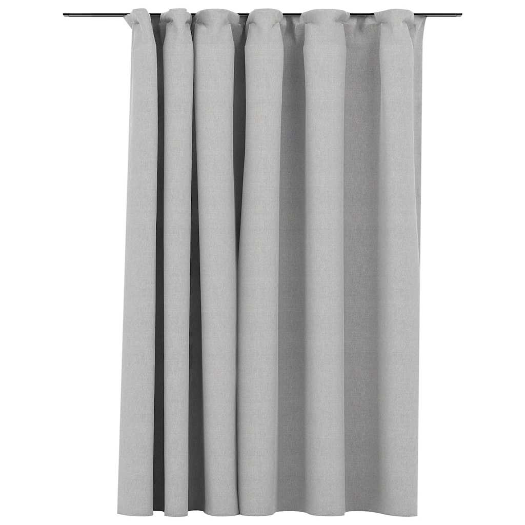 vidaXL Linen-Look Blackout Curtain with Hooks Grey 290x245 cm 2