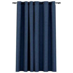 vidaXL Linen-Look Blackout Curtains with Grommets Blue 290x245cm 2