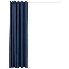 vidaXL Linen-Look Blackout Curtains with Hooks Blue 290x245 cm 2