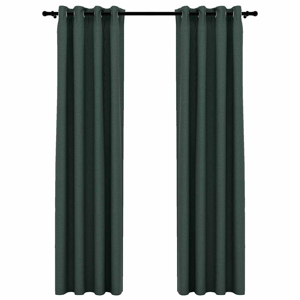 vidaXL Linen-Look Blackout Curtains with Grommets 2pcs Green 140x245cm 2