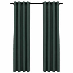 vidaXL Linen-Look Blackout Curtains with Grommets 2pcs Green 140x245cm 2