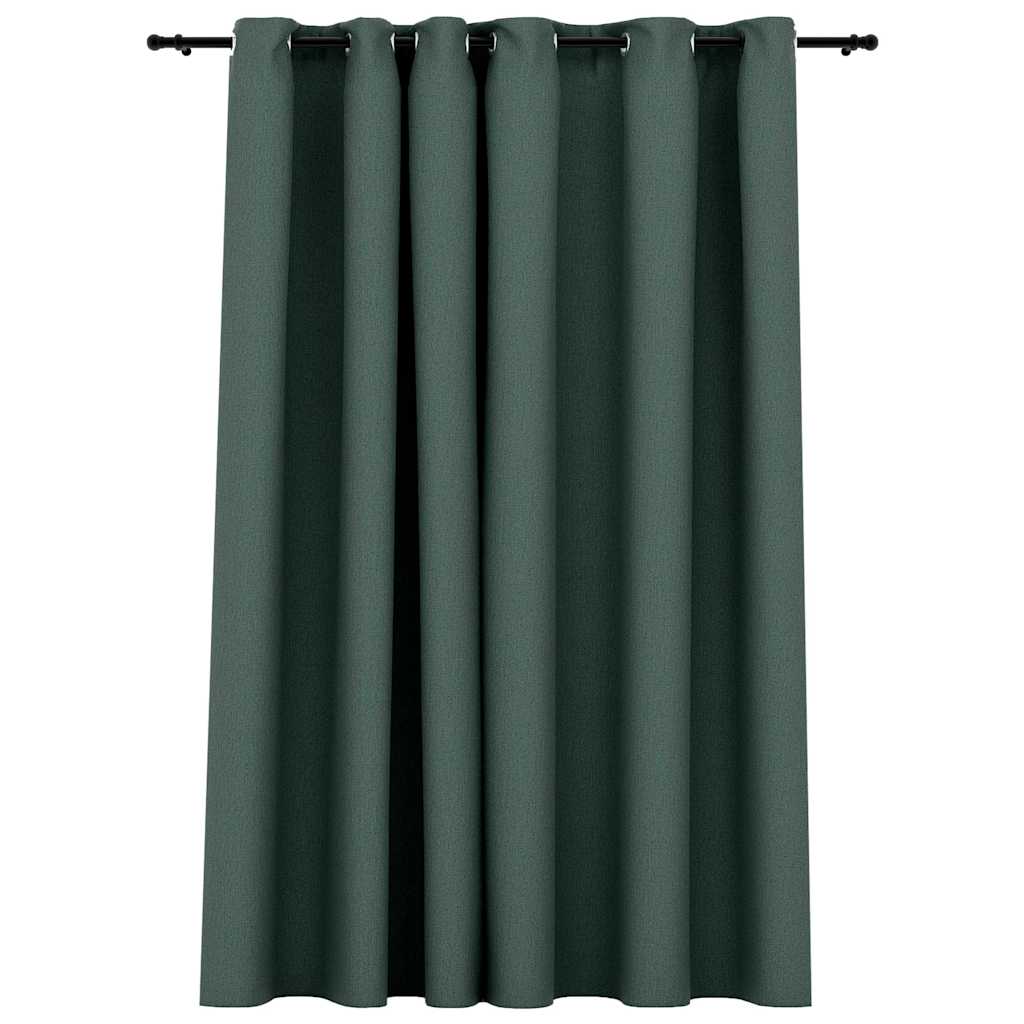 vidaXL Linen-Look Blackout Curtains with Grommets Green 290x245cm 2