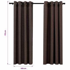 321200 vidaXL Linen-Look Blackout Curtains with Grommets 2pcs Taupe 140x175cm 6