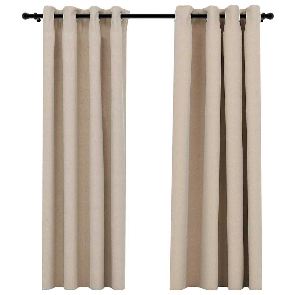 vidaXL Linen-Look Blackout Curtains with Grommets 2pcs Beige 140x175cm 2