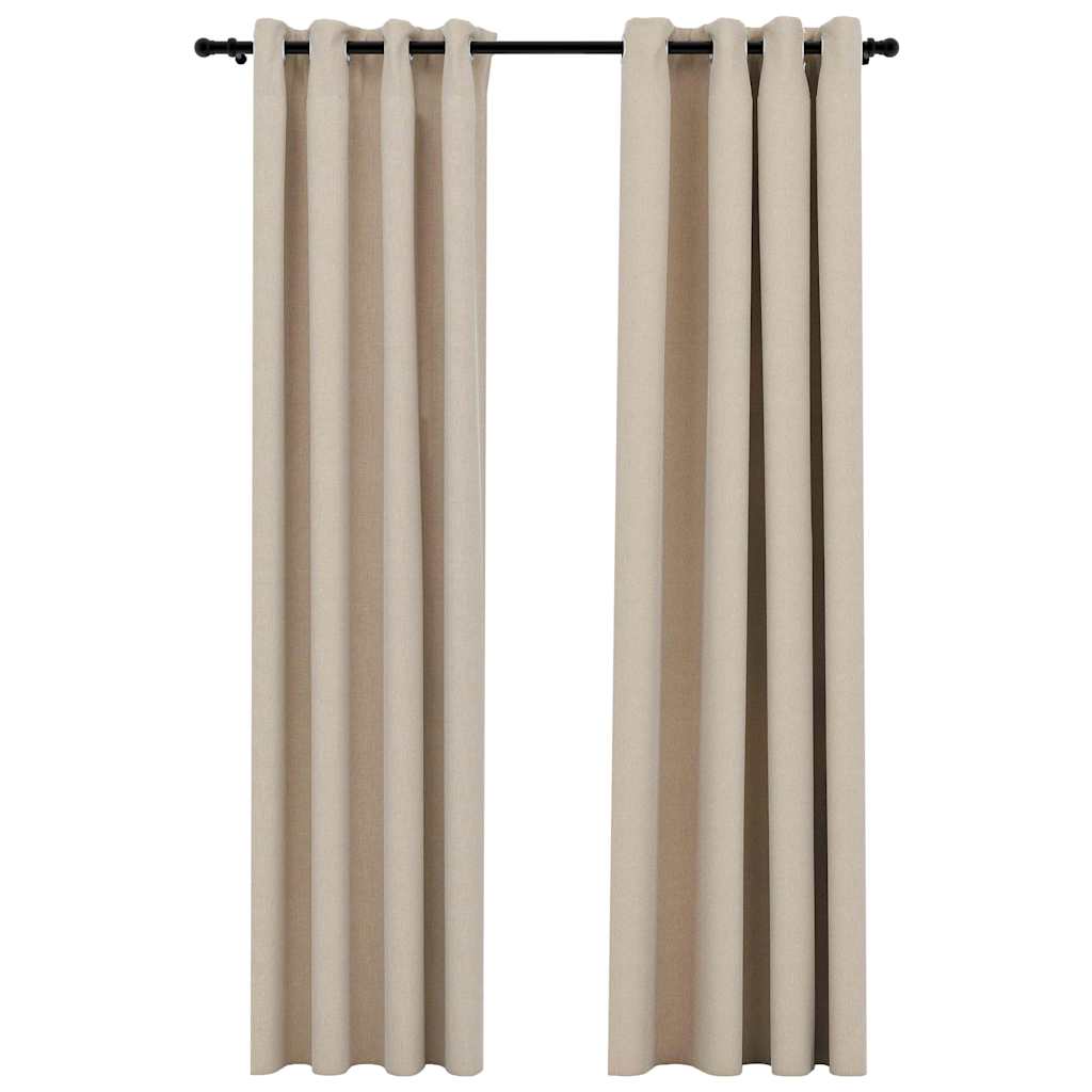 vidaXL Linen-Look Blackout Curtains with Grommets 2pcs Beige 140x225cm 2