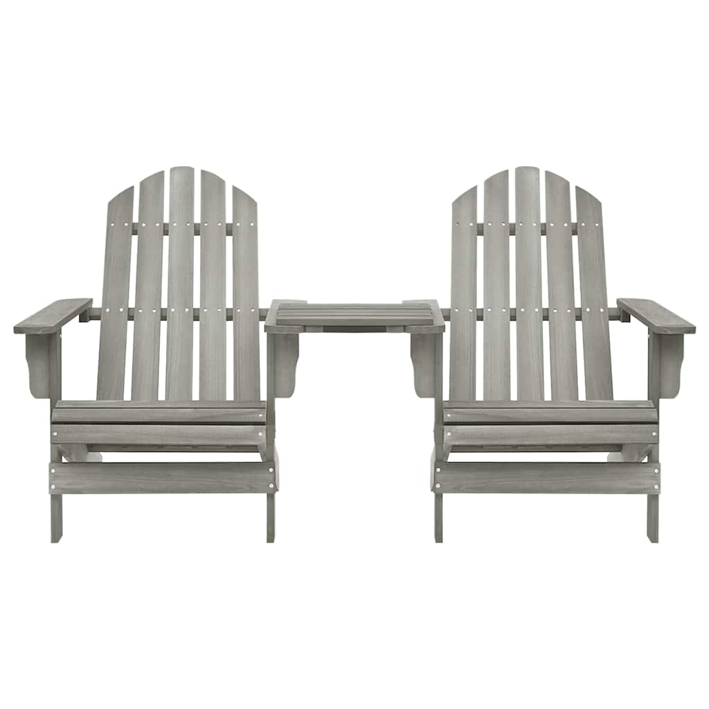 Garden Adirondack Chairs with Tea Table Solid Fir Wood Grey