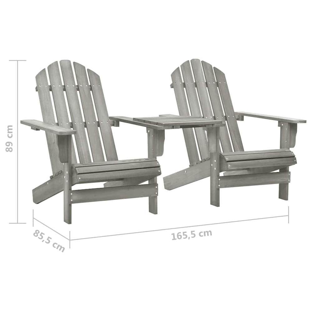 Garden Adirondack Chairs with Tea Table Solid Fir Wood Grey