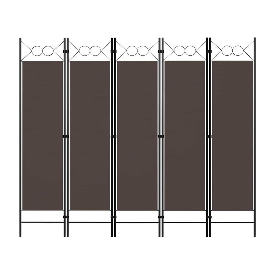 5-Panel Room Divider Brown