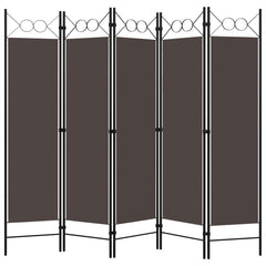 320708 vidaXL 5-Panel Room Divider Brown 200x180 cm 2