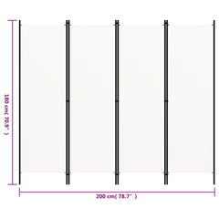 vidaXL 4-Panel Room Divider White 200x180 cm 6
