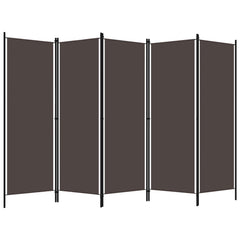 320724 vidaXL 5-Panel Room Divider Brown 250x180 cm 2
