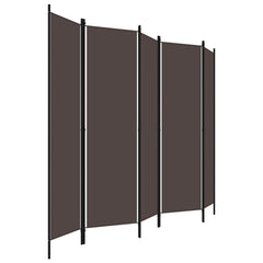 320724 vidaXL 5-Panel Room Divider Brown 250x180 cm 3