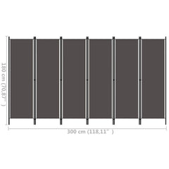320729 vidaXL 6-Panel Room Divider Anthracite 300x180 cm 6