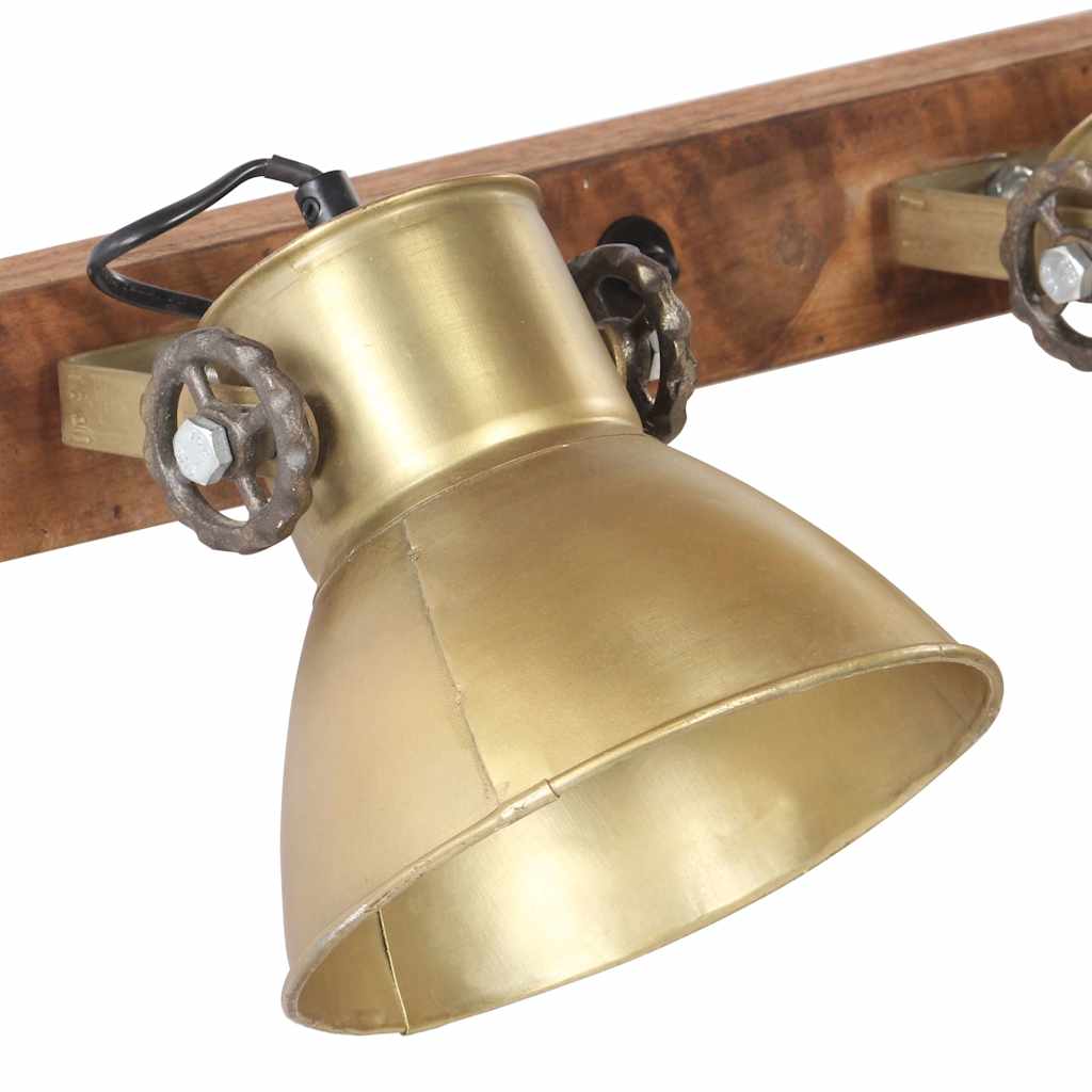 vidaXL Wall Lamp | Brass and brown | Iron, Solid Mango Wood | Medium 4