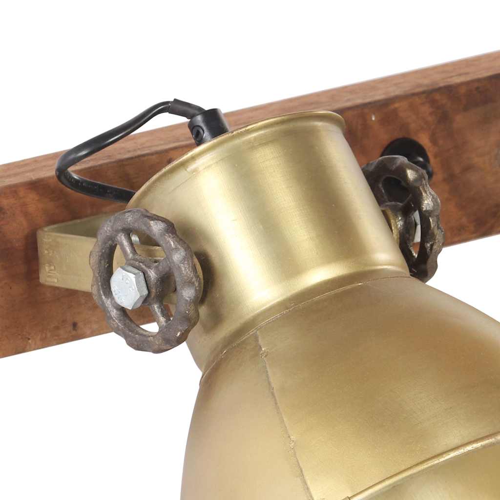 vidaXL Wall Lamp | Brass and brown | Iron, Solid Mango Wood | Medium 5