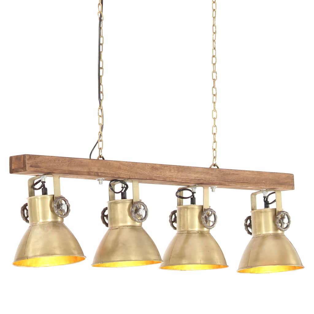 320522 vidaXL Industrial Ceiling Lamp Brass E27 Mango Wood 1