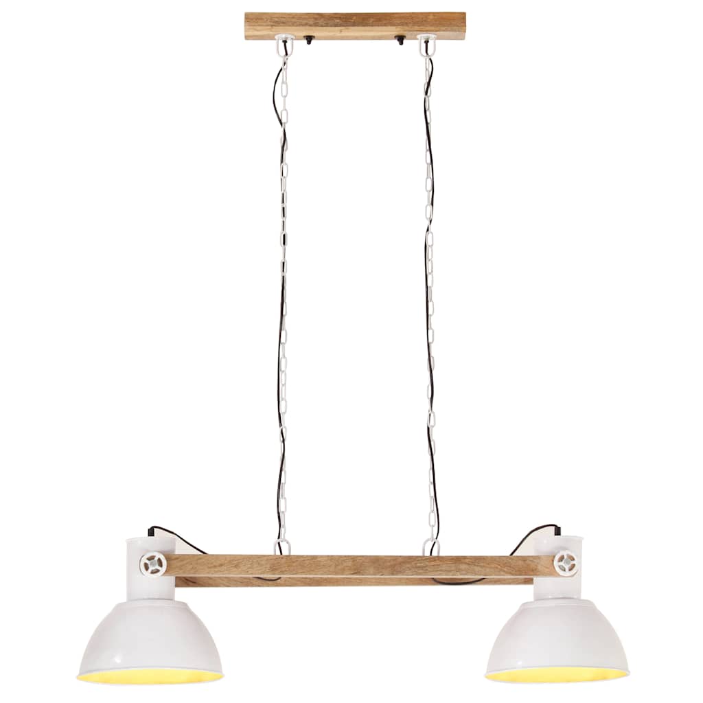 vidaXL Hanging Lamp | White and barn brown | Iron, Solid mango wood | Medium 3