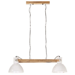 vidaXL Hanging Lamp | White and barn brown | Iron, Solid mango wood | Medium 4