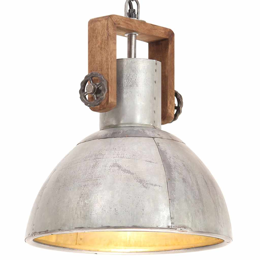 vidaXL Industrial Hanging Lamp 25 W Silver Round 30 cm E27 1