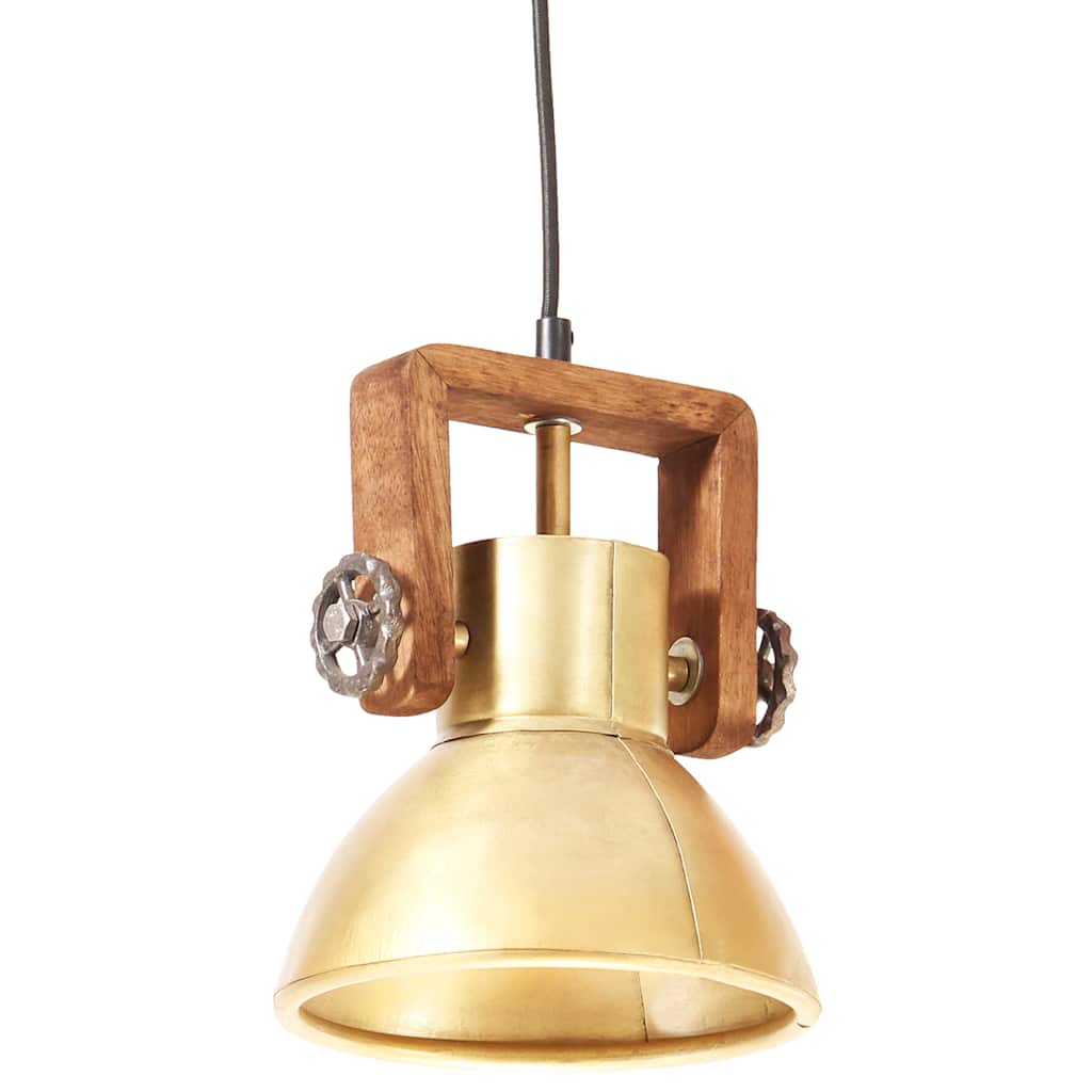 vidaXL Hanging Lamp | Brass and brown | Iron, Solid mango wood | Industrial 2