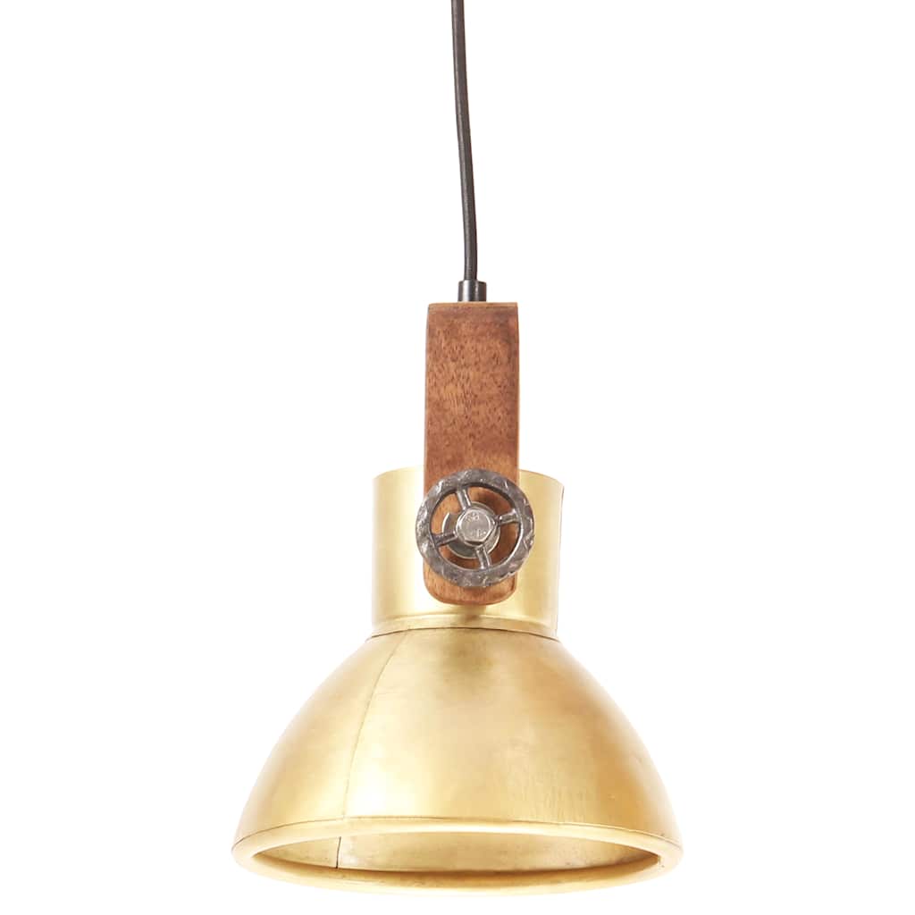 vidaXL Hanging Lamp | Brass and brown | Iron, Solid mango wood | Industrial 4
