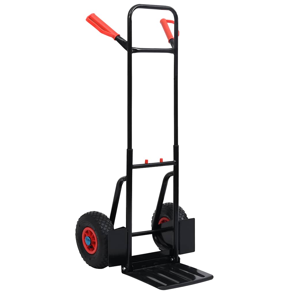 146665 vidaXL Telescopic Hand Trolley 200 kg Black and Red 1