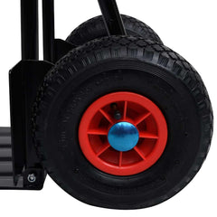 146665 vidaXL Telescopic Hand Trolley 200 kg Black and Red 4