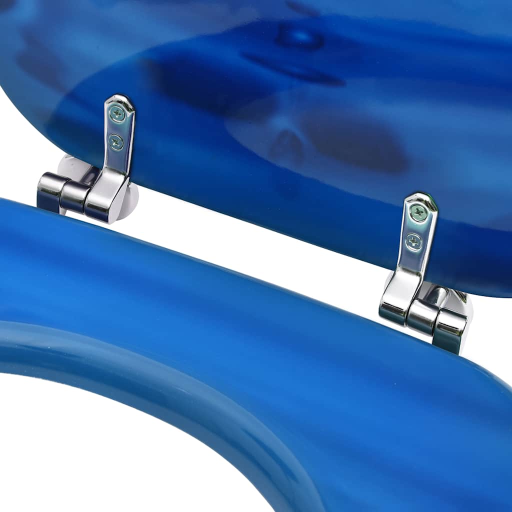 vidaXL WC Toilet Seat with Lid MDF Blue Water Drop Design 6