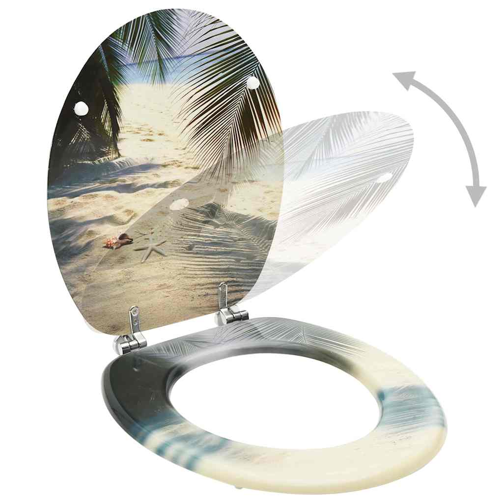 vidaXL WC Toilet Seat with Lid MDF Beach Design 2