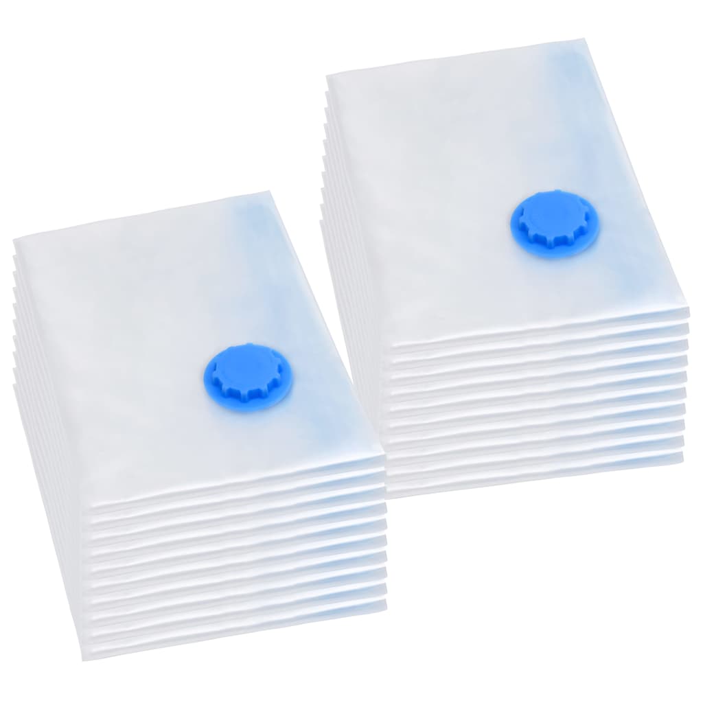 vidaXL Vacuum Travel Bag | Set of 20 | Transparent and blue | Plastic | Large 1