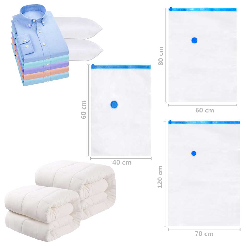 vidaXL Vacuum Travel Bag | Set of 20 | Transparent and blue | Plastic | Large 6