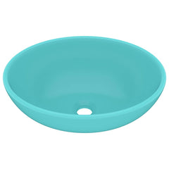 vidaXL Luxury Basin Oval-shaped Matt Light Green 40x33 cm Ceramic 2