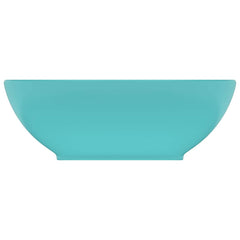 vidaXL Luxury Basin Oval-shaped Matt Light Green 40x33 cm Ceramic 3