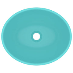 vidaXL Luxury Basin Oval-shaped Matt Light Green 40x33 cm Ceramic 4