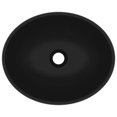 vidaXL Luxury Basin Oval-shaped Matt Black 40x33 cm Ceramic 4